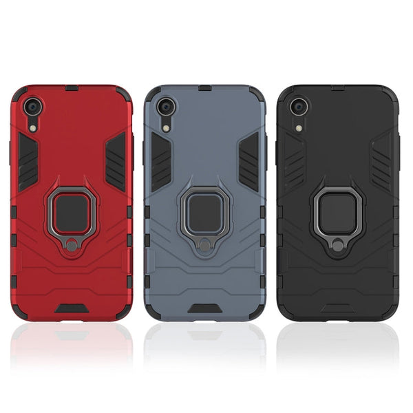 For iPhone XR PC + TPU Shockproof Protective Case with Magnetic Ring Holder, For XR