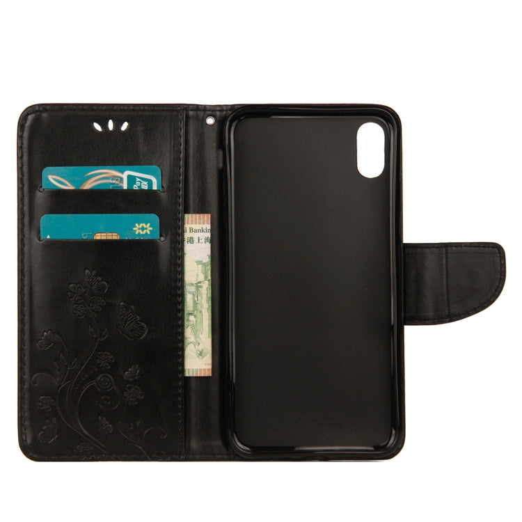 For iPhone XR Embossed Butterfly Pattern Horizontal Flip Leather Case with Card Slot & Holder & Wallet & Lanyard, For XR