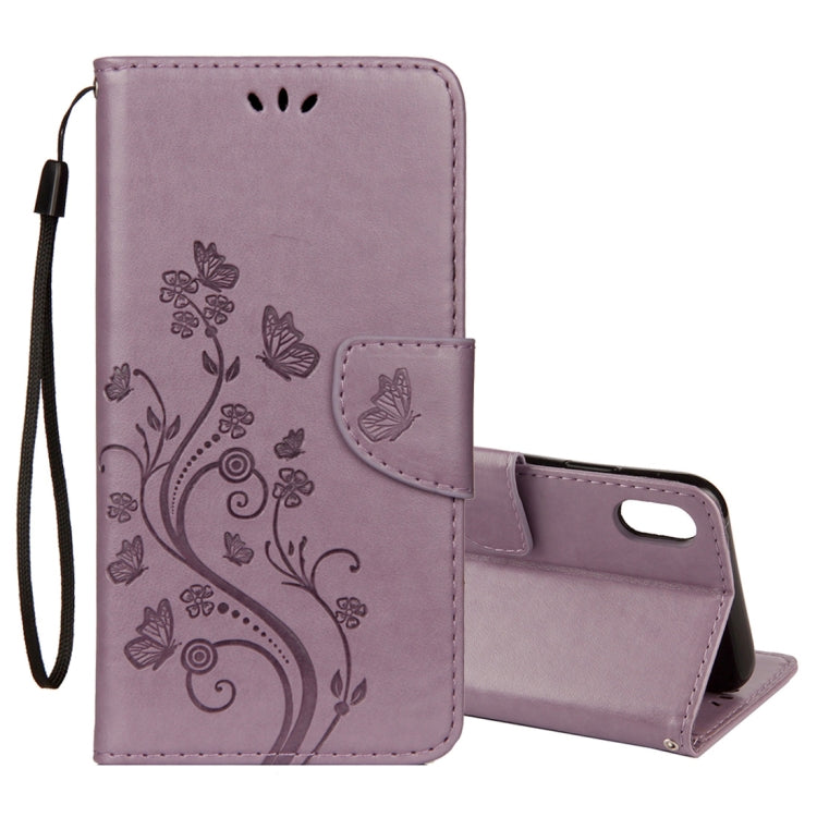 For iPhone XR Embossed Butterfly Pattern Horizontal Flip Leather Case with Card Slot & Holder & Wallet & Lanyard, For XR