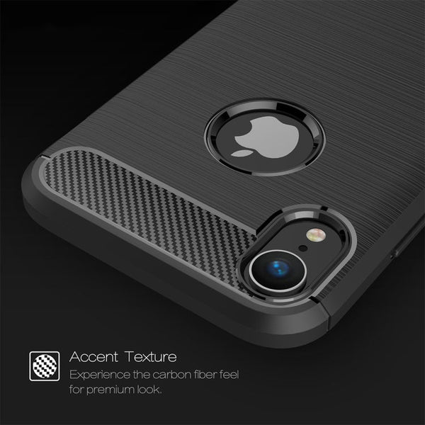 For iPhone XR Brushed Texture Carbon Fiber Shockproof TPU Protective Back Case, For iPhone XR