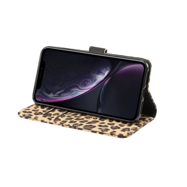 For iPhone XR Leopard Pattern Horizontal Flip Leather Case with Holder & Card Slots