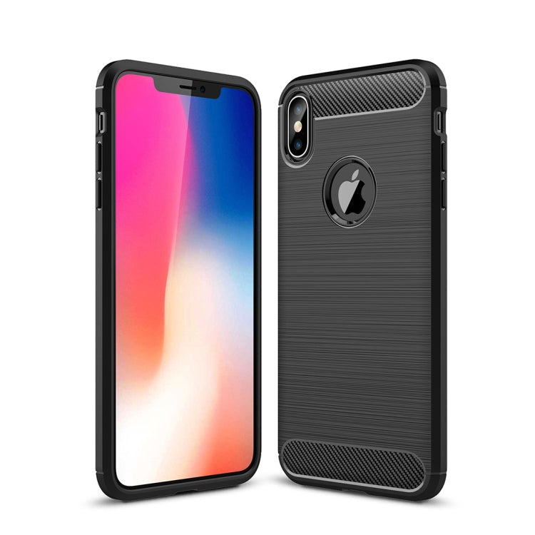 For iPhone XS Max Brushed Texture Carbon Fiber Shockproof TPU Protective Back Case, For iPhone XS Max