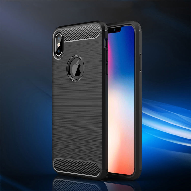 For iPhone XS Max Brushed Texture Carbon Fiber Shockproof TPU Protective Back Case, For iPhone XS Max