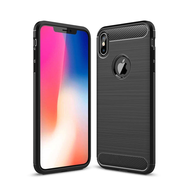For iPhone XS Max Brushed Texture Carbon Fiber Shockproof TPU Protective Back Case, For iPhone XS Max
