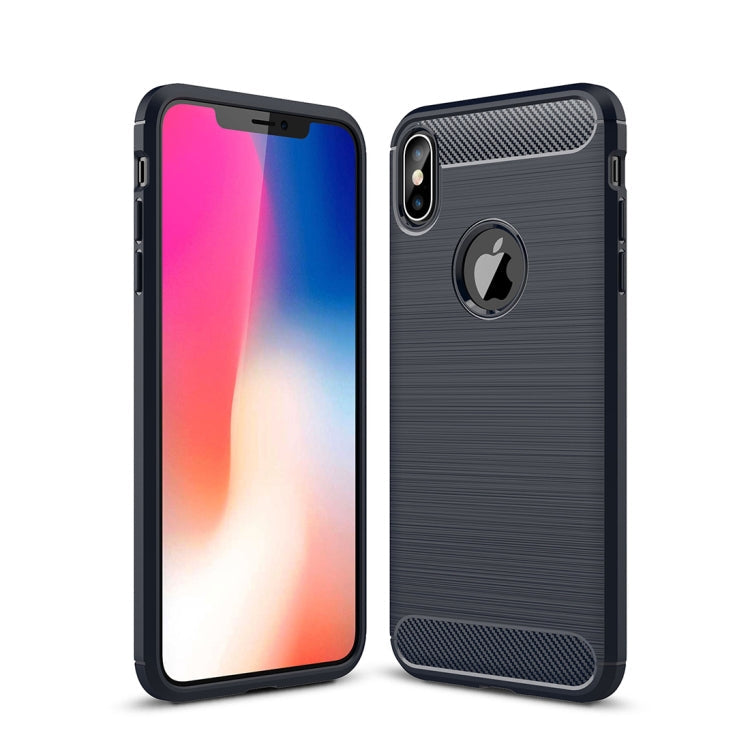 For iPhone XS Max Brushed Texture Carbon Fiber Shockproof TPU Protective Back Case, For iPhone XS Max