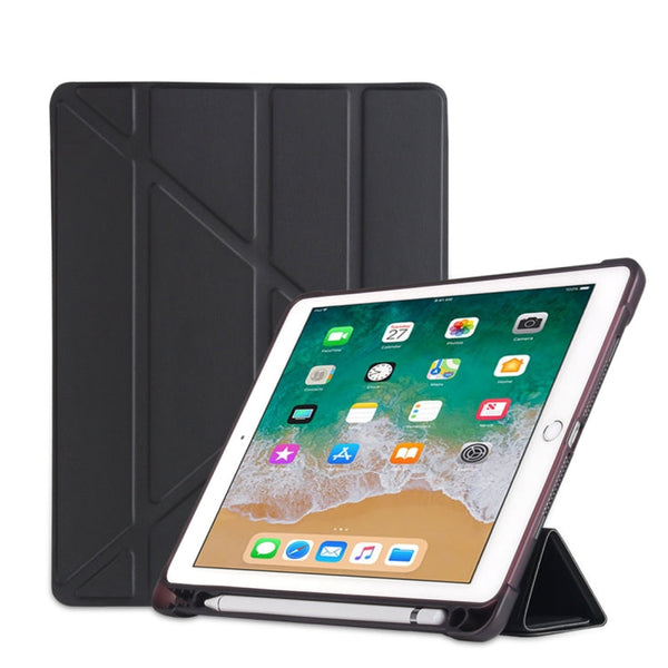 Multi-folding Shockproof TPU Protective Case for iPad 9.7 (2018) / 9.7 (2017) / air / air2, with Holder & Pen Slot