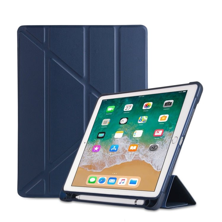 Multi-folding Shockproof TPU Protective Case for iPad 9.7 (2018) / 9.7 (2017) / air / air2, with Holder & Pen Slot