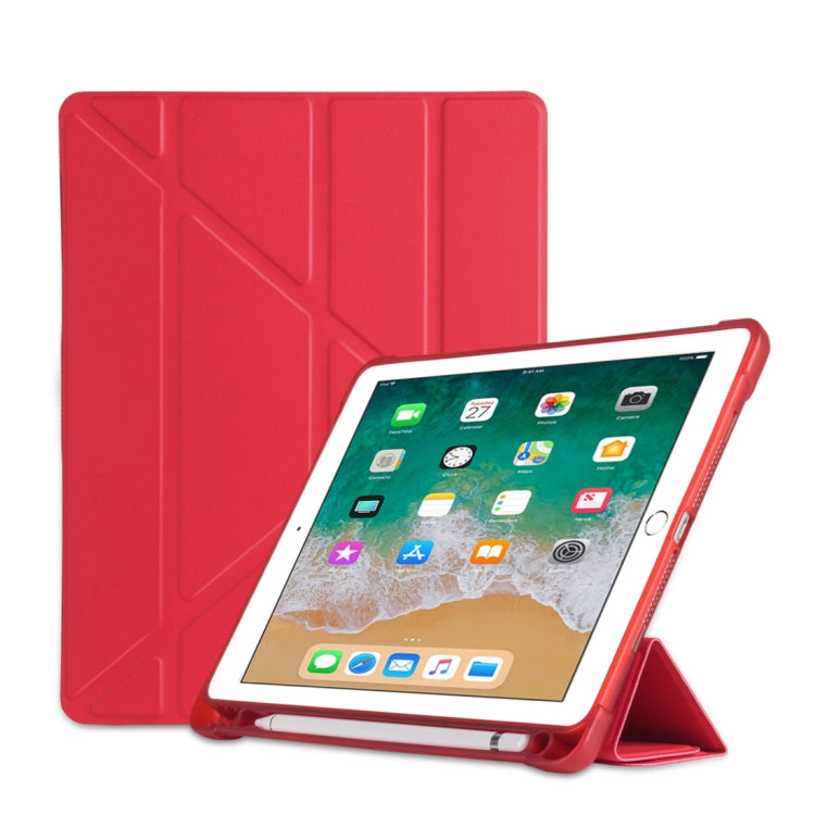 Multi-folding Shockproof TPU Protective Case for iPad 9.7 (2018) / 9.7 (2017) / air / air2, with Holder & Pen Slot
