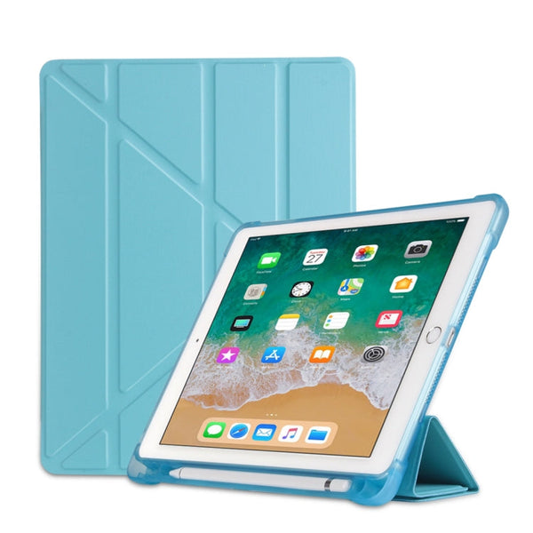 Multi-folding Shockproof TPU Protective Case for iPad 9.7 (2018) / 9.7 (2017) / air / air2, with Holder & Pen Slot