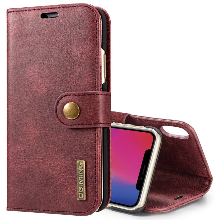 For iPhone X / XS DG.MING  Crazy Horse Texture Horizontal Flip Detachable Magnetic Protective Case with Holder & Card Slots & Wallet, iPhone X, iPhone  X, For  X