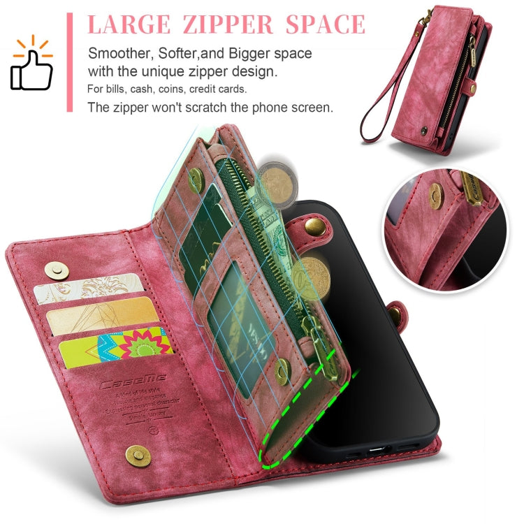 For iPhone X / XS CaseMe-008 TPU + PC Magnetic Absorption Detachable Back Cover Horizontal Flip Leather Case with Holder & Card Slots & Zipper Wallet & Photo Frame