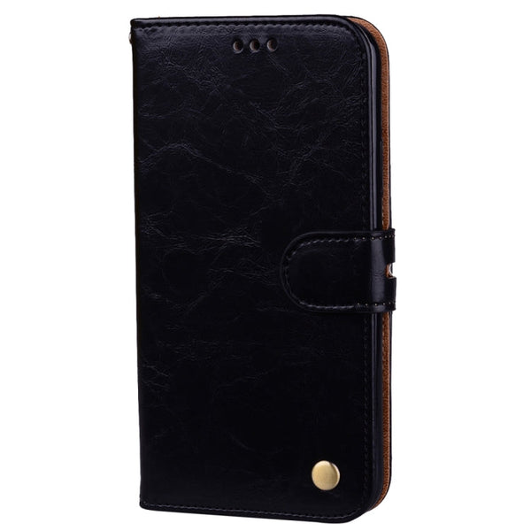 For iPhone X / XS Business Style Oil Wax Texture Horizontal Flip Leather Case with Holder & Card Slots & Wallet