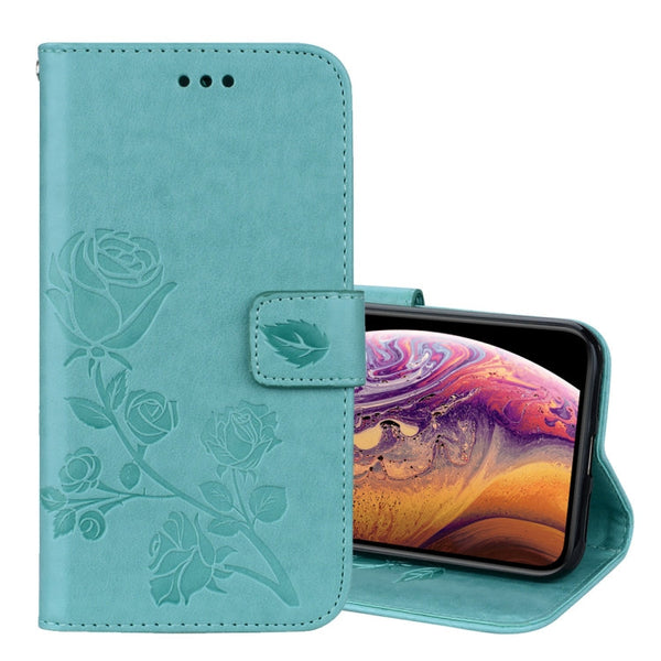 For iPhone XS Max Rose Embossed Horizontal Flip PU Leather Case with Holder & Card Slots & Wallet