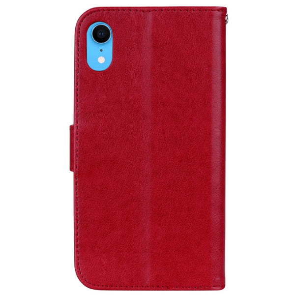 For iPhone XR Rose Embossed Horizontal Flip PU Leather Case,  with Holder & Card Slots & Wallet