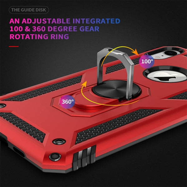 For iPhone XR Sergeant Armor Shockproof TPU + PC Protective Case with 360 Degree Rotation Holder