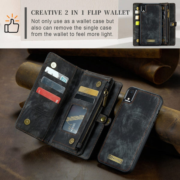 For iPhone XR CaseMe Detachable Multifunctional Horizontal Flip Leather Case with Card Slot & Holder & Zipper Wallet & Photo Frame, For iPhone XR, For iPhone  XR