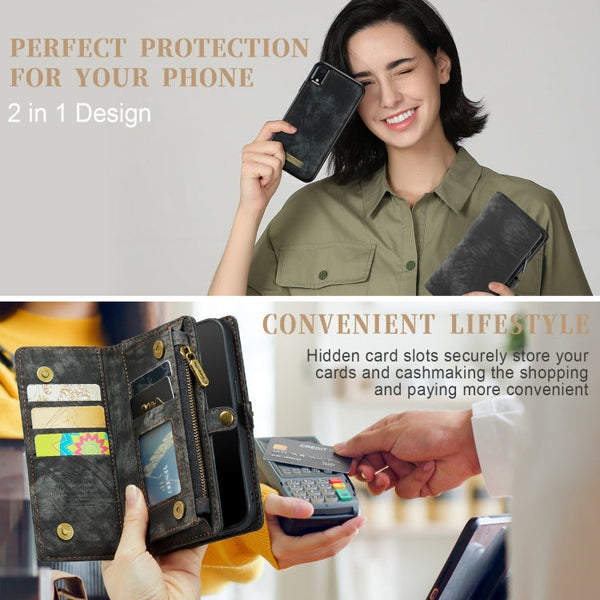 For iPhone XR CaseMe Detachable Multifunctional Horizontal Flip Leather Case with Card Slot & Holder & Zipper Wallet & Photo Frame, For iPhone XR, For iPhone  XR