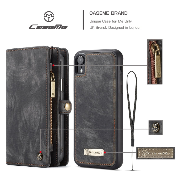 For iPhone XR CaseMe Detachable Multifunctional Horizontal Flip Leather Case with Card Slot & Holder & Zipper Wallet & Photo Frame, For iPhone XR, For iPhone  XR
