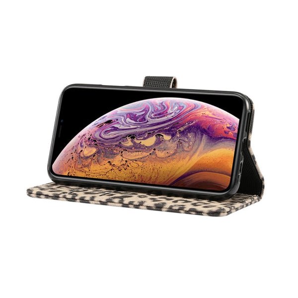 For iPhone XS Leopard Pattern Horizontal Flip Leather Case with Holder & Card Slots