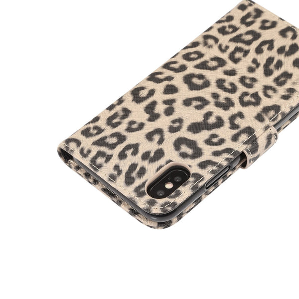 For iPhone XS Leopard Pattern Horizontal Flip Leather Case with Holder & Card Slots