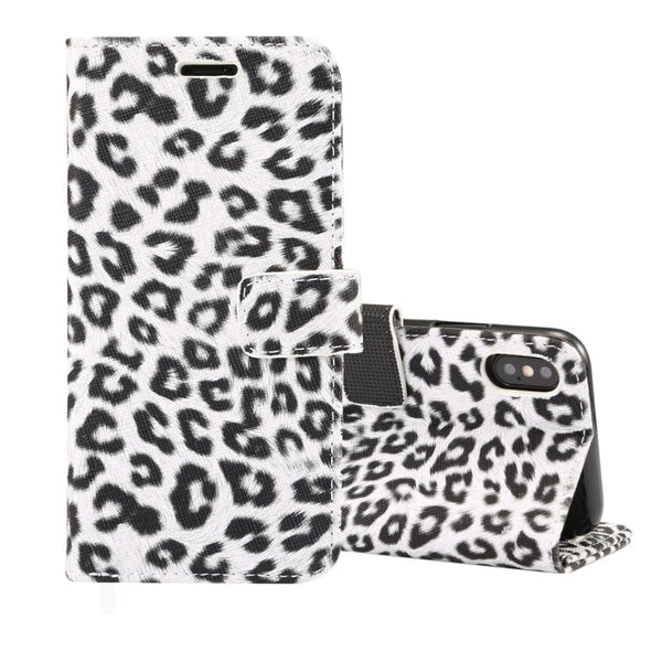 For iPhone XS Leopard Pattern Horizontal Flip Leather Case with Holder & Card Slots