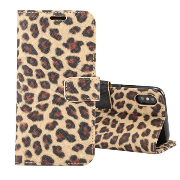 For iPhone XS Leopard Pattern Horizontal Flip Leather Case with Holder & Card Slots