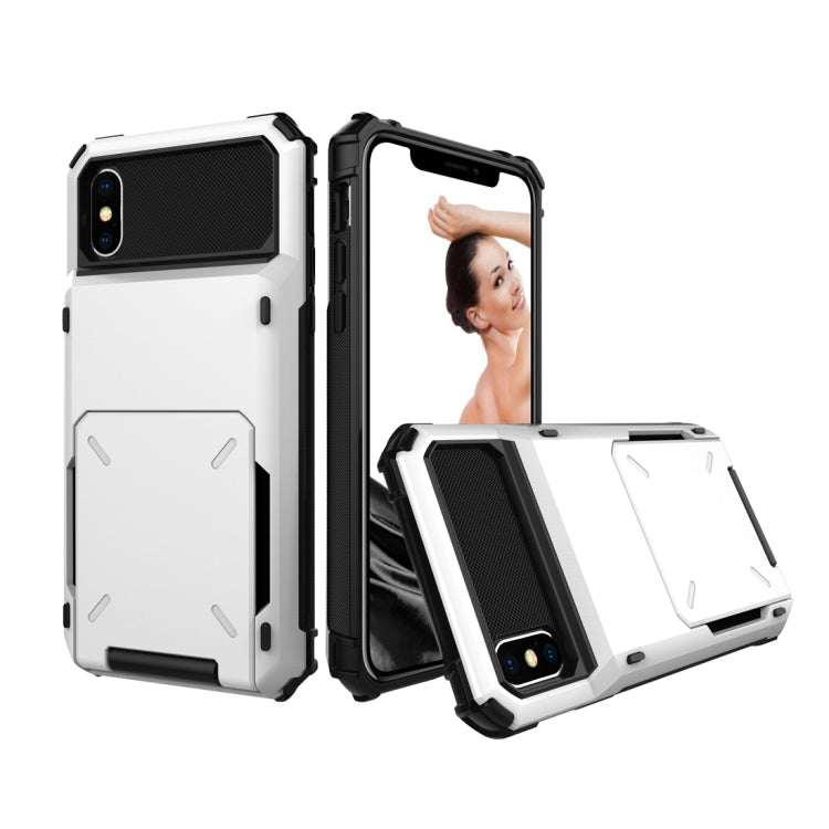 For iPhone X / XS Shockproof TPU + PC Protective Case with Card Slot