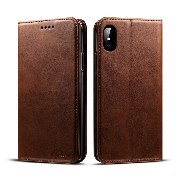 For iPhone X / XS Suteni Calf Texture Horizontal Flip Leather Case with Holder & Card Slots & Wallet, iPhone X / XS