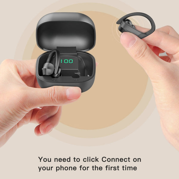 258 Wireless Ear-mounted Bluetooth Earphone with Charging Box & Digital Display, Support Touch & HD Call & Voice Assistant & NFC, MD03 Black, 258 White