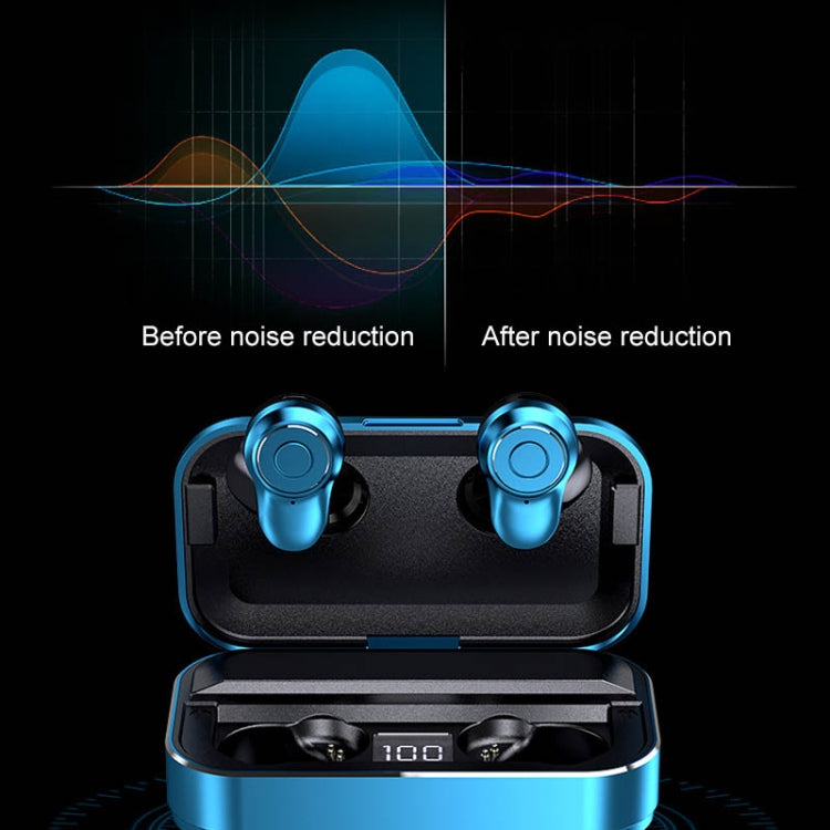 A6 TWS Bluetooth 5.0 Touch Wireless Bluetooth Earphone with Charging Box & LED Smart Digital Display, Support Voice Assistant & Memory Connection & HD Call, A6 Black