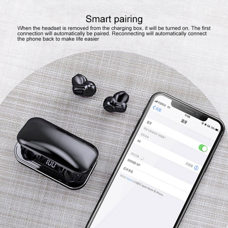 A6 TWS Bluetooth 5.0 Touch Wireless Bluetooth Earphone with Charging Box & LED Smart Digital Display, Support Voice Assistant & Memory Connection & HD Call, A6 Black