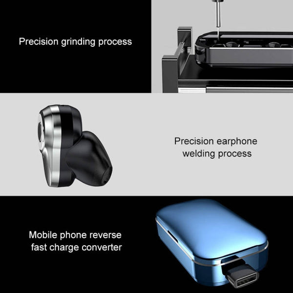 A6 TWS Bluetooth 5.0 Touch Wireless Bluetooth Earphone with Charging Box & LED Smart Digital Display, Support Voice Assistant & Memory Connection & HD Call, A6 Black