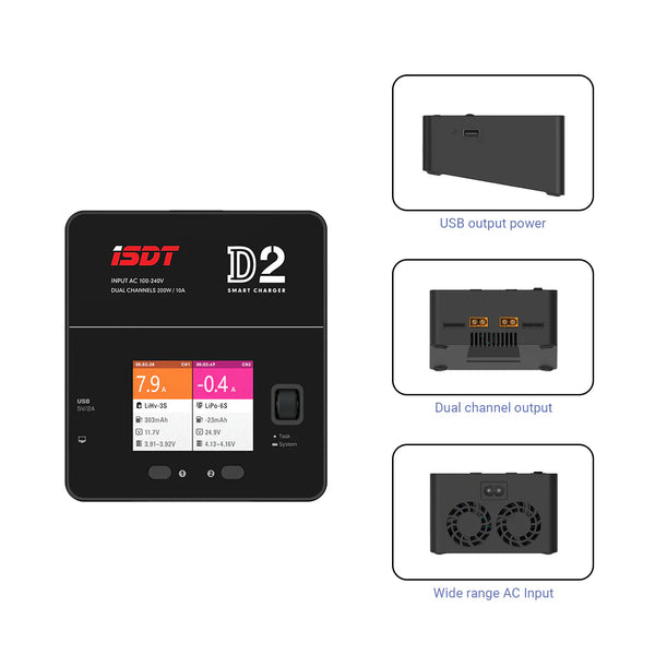ISDT D2 Mark 2 Dual Channel 200W LiPo Battery Charger