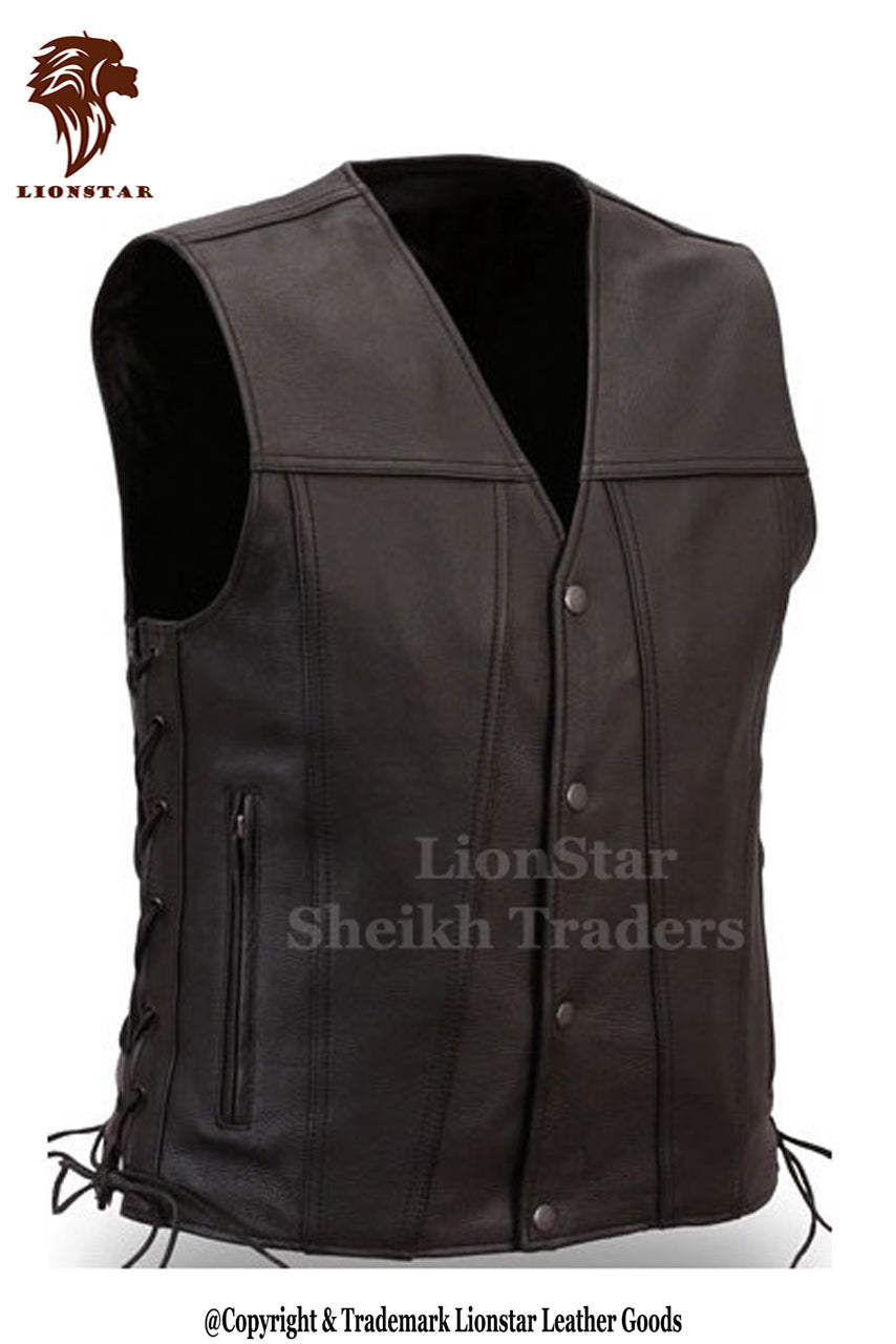 LionStar Rocky Black / Brown Leather Vest