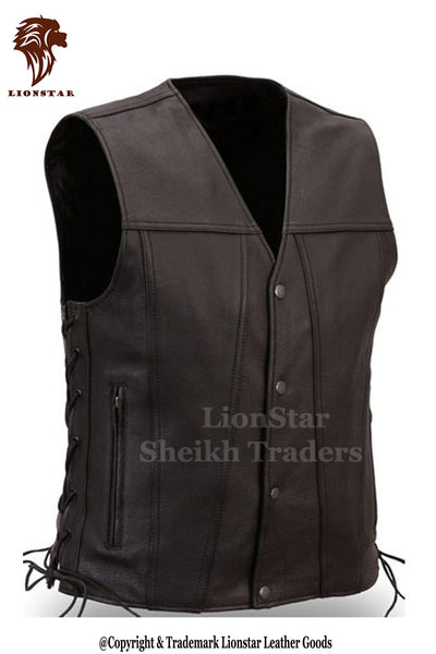 LionStar Rocky Black / Brown Leather Vest