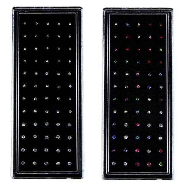 60 PCS Color Mixed Diamond Shape Stainless Steel Nose Stud Rings L Shaped Piercing Jewelry,Pin Length: 7mm, pin diameter: 0.6mm (Color)