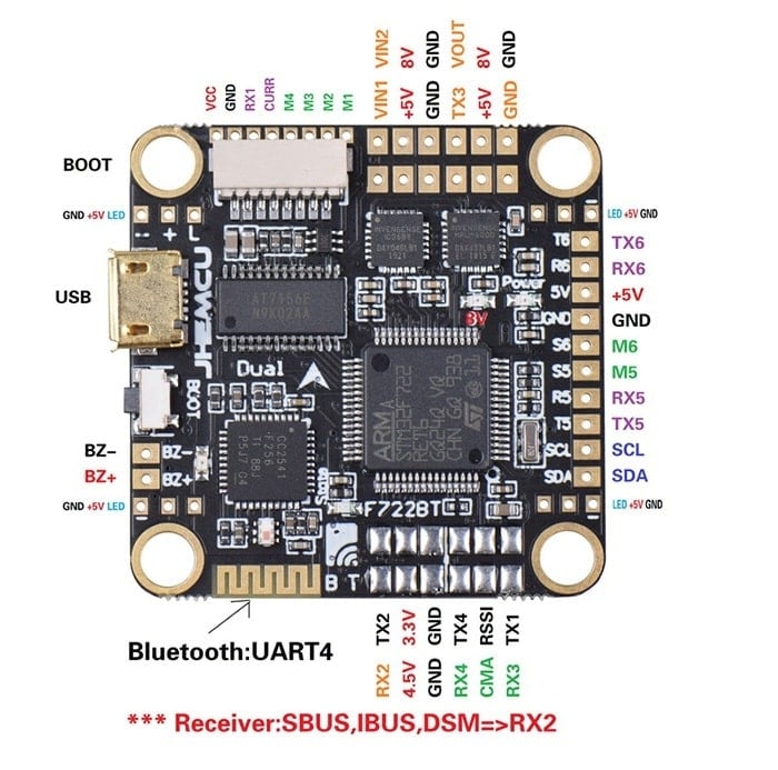 JHE F7 BT Dual Gyro DJI Flight Controller