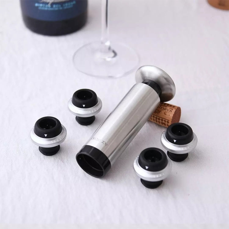 Original Xiaomi Youpin CircleJoy Stainless Steel Red Wine Preservation Stopper Set, Style: 4 Stoppers in One Pump, 4 Stoppers in One Pump