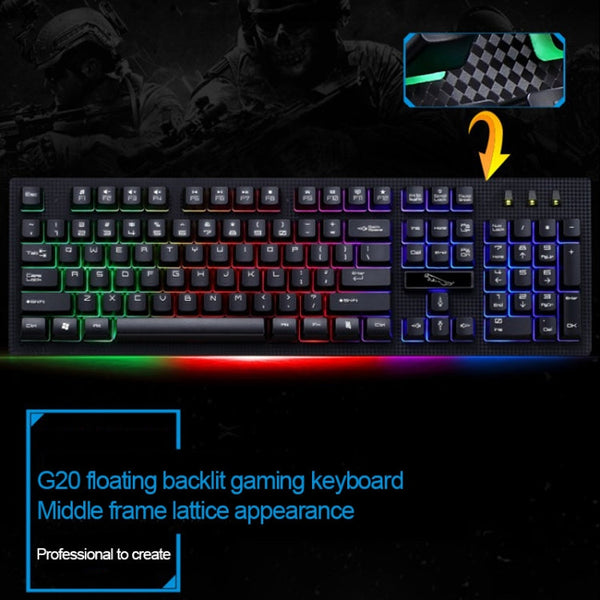 ZGB G20 104 Keys USB Wired Mechanical Feel Glowing Computer Keyboard Gaming Keyboard