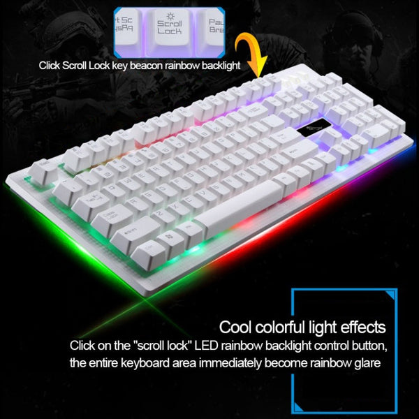 ZGB G20 1600 DPI Professional Wired Glowing Mechanical Feel Suspension Keyboard + Optical Mouse Kit for Laptop, PC