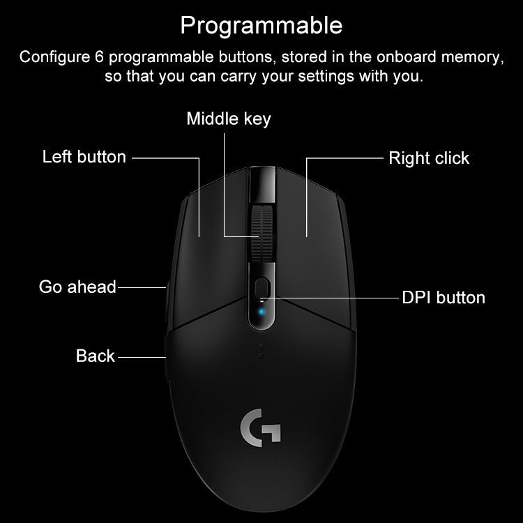 Logitech G304 LIGHTSPEED 12000 DPI 6 Programmable Buttons HERO Sensor Wireless Gaming Mouse