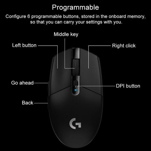 Logitech G304 LIGHTSPEED 12000 DPI 6 Programmable Buttons HERO Sensor Wireless Gaming Mouse