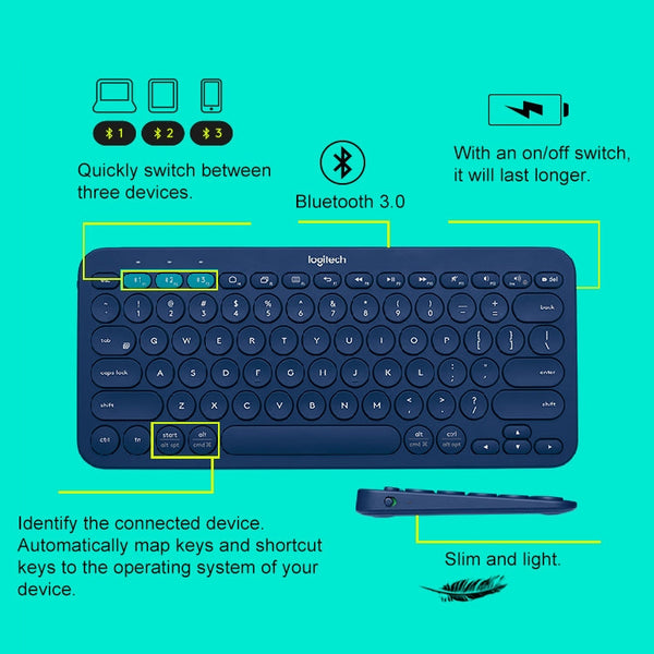 Logitech K380 Portable Multi-Device Wireless Bluetooth Keyboard, K380