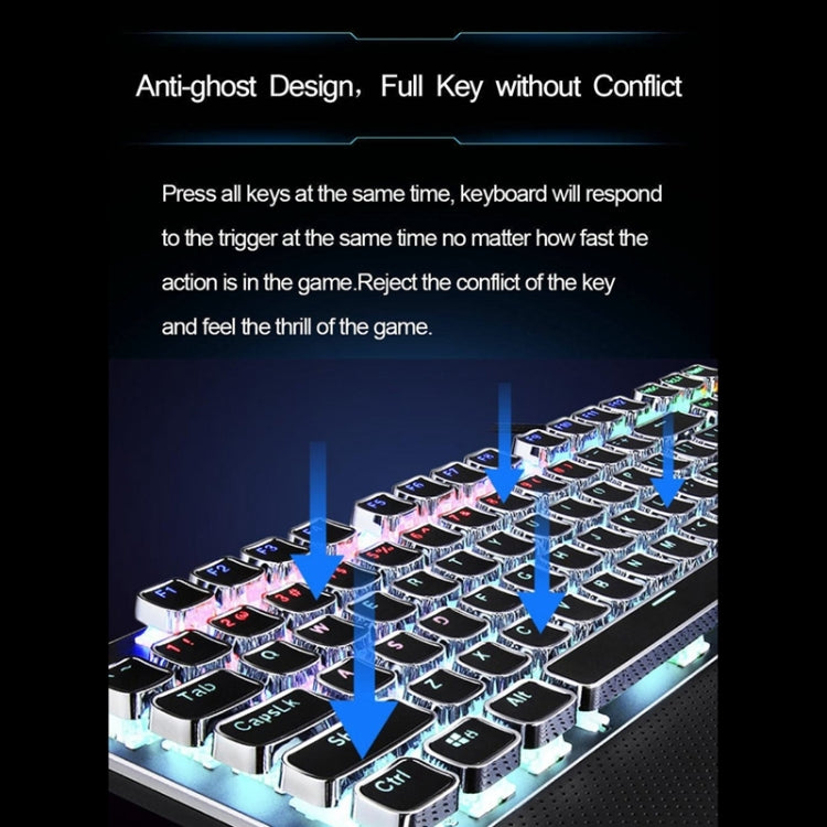 AULA F2088 108 Keys Mixed Light Plating Punk Mechanical Blue Switch Wired USB Gaming Keyboard with Metal Button