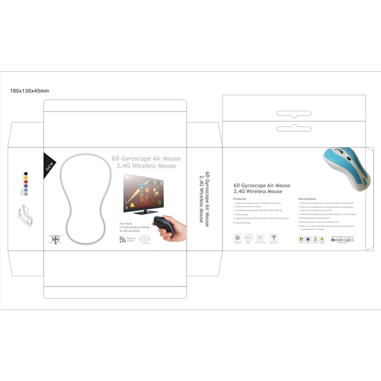 PR-01 6D Gyroscope Fly Air Mouse 2.4G USB Receiver 1600 DPI Wireless Optical Mouse for Computer PC Android Smart TV Box