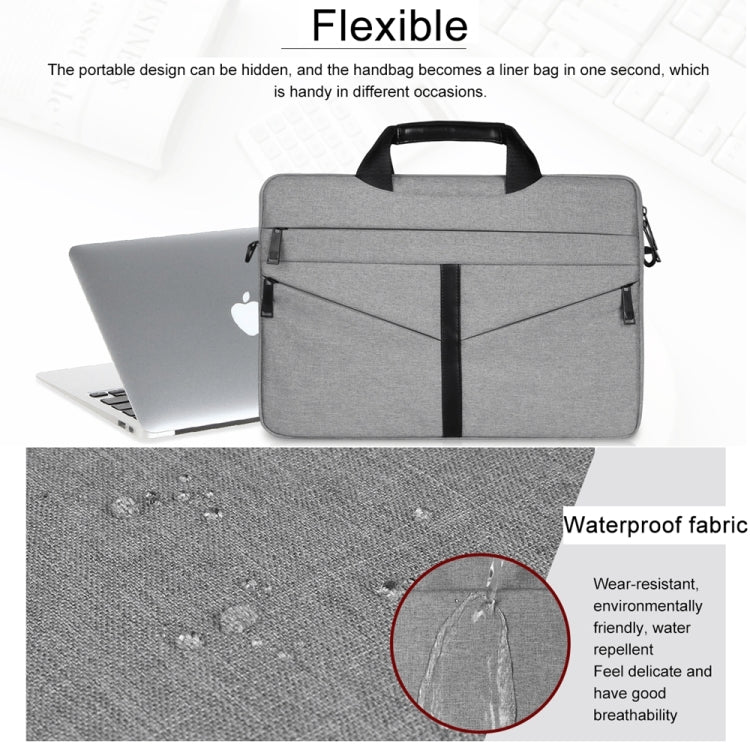 14.1 inch Breathable Wear-resistant Fashion Business Shoulder Handheld Zipper Laptop Bag with Shoulder Strap, 14.1 inch