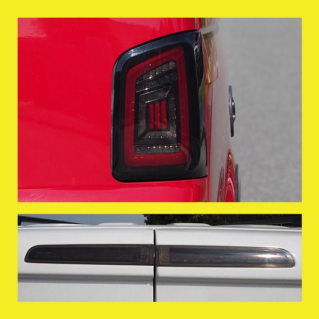 For VW T5.1 Transporter MK3.1 Van Barndoor LED Rear Lights Smoked Ideal LED Full Frame Led Light- Bar