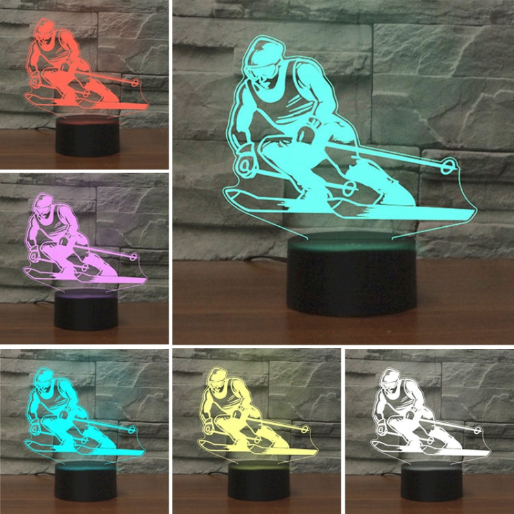 Skiing Shape 3D Colorful LED Vision Light Table Lamp, 16 Colors Remote Control Version