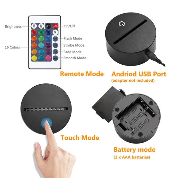 Skiing Shape 3D Colorful LED Vision Light Table Lamp, 16 Colors Remote Control Version