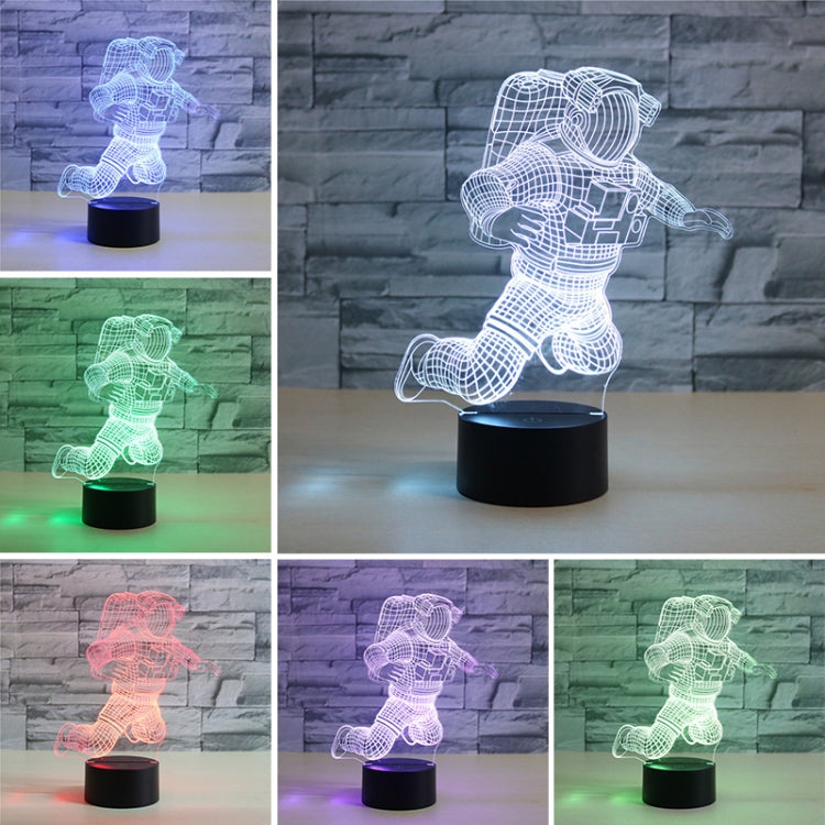 Astronaut Shape 3D Colorful LED Vision Light Table Lamp, 16 Colors Remote Control Version